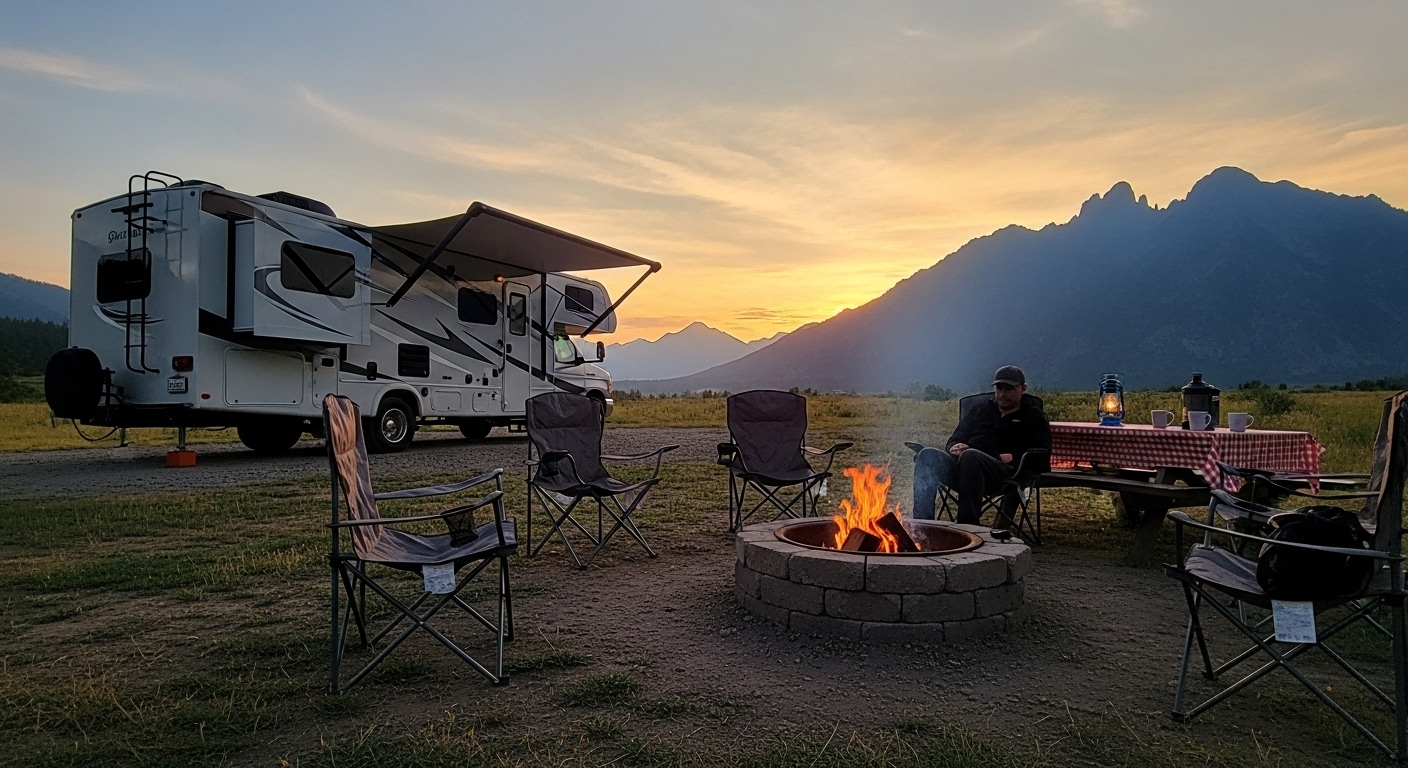 RV interior showing compact but organized living space